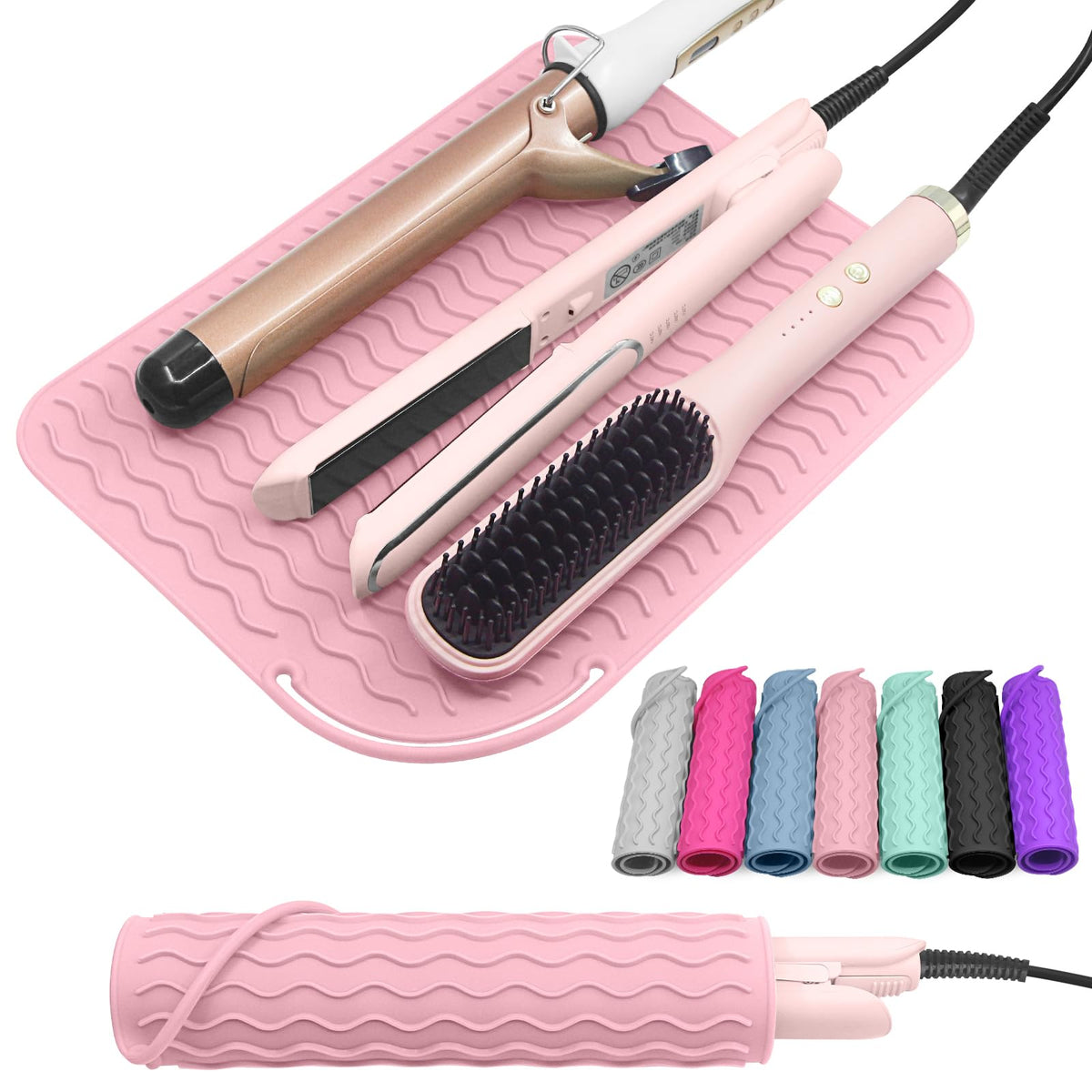 Suafrnut Plus Size silicone heat resistant mat protecting countertops while holding multiple tools