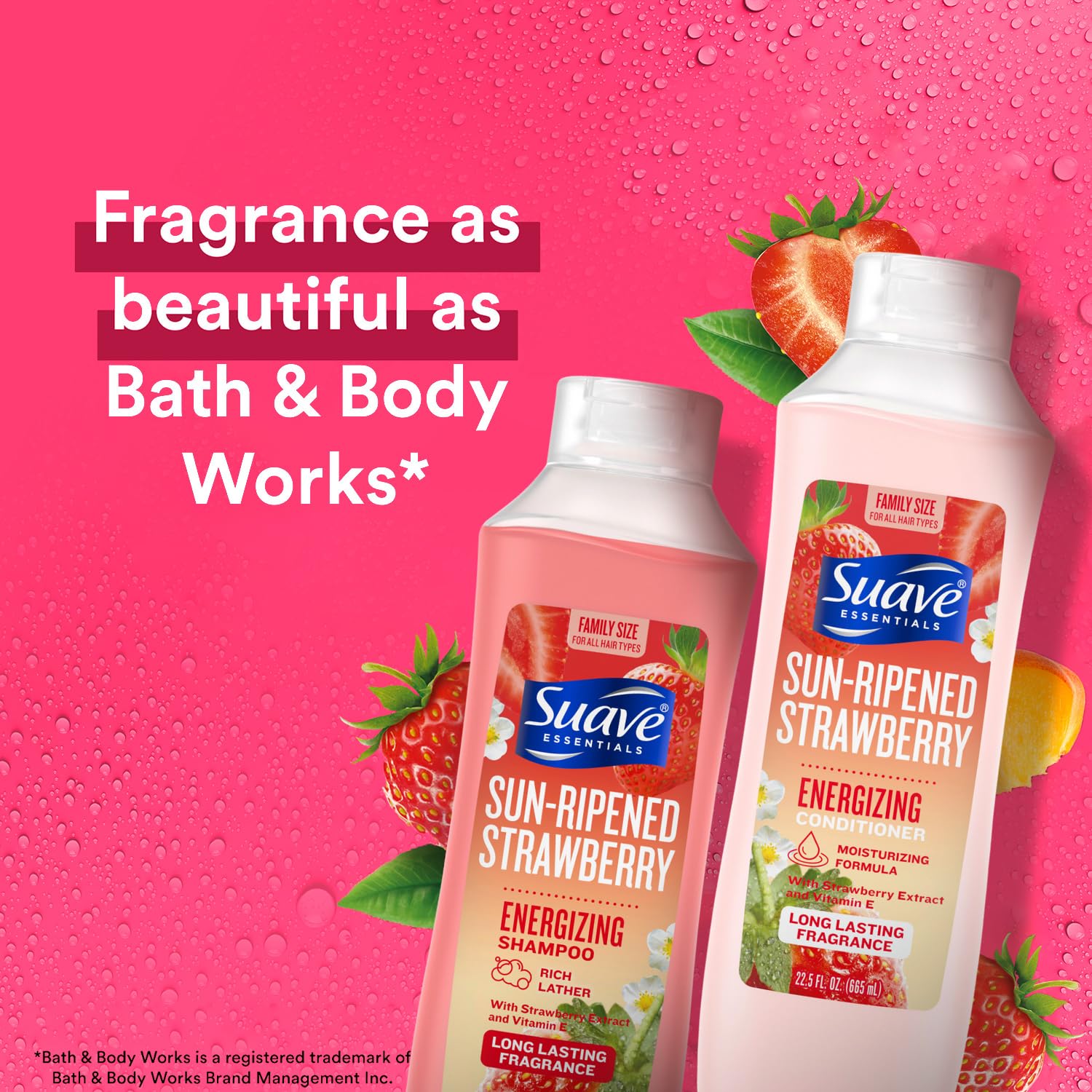 Acondicionador Suave energizante, botella visible, deja cabello suave y nutrido tras el lavado.