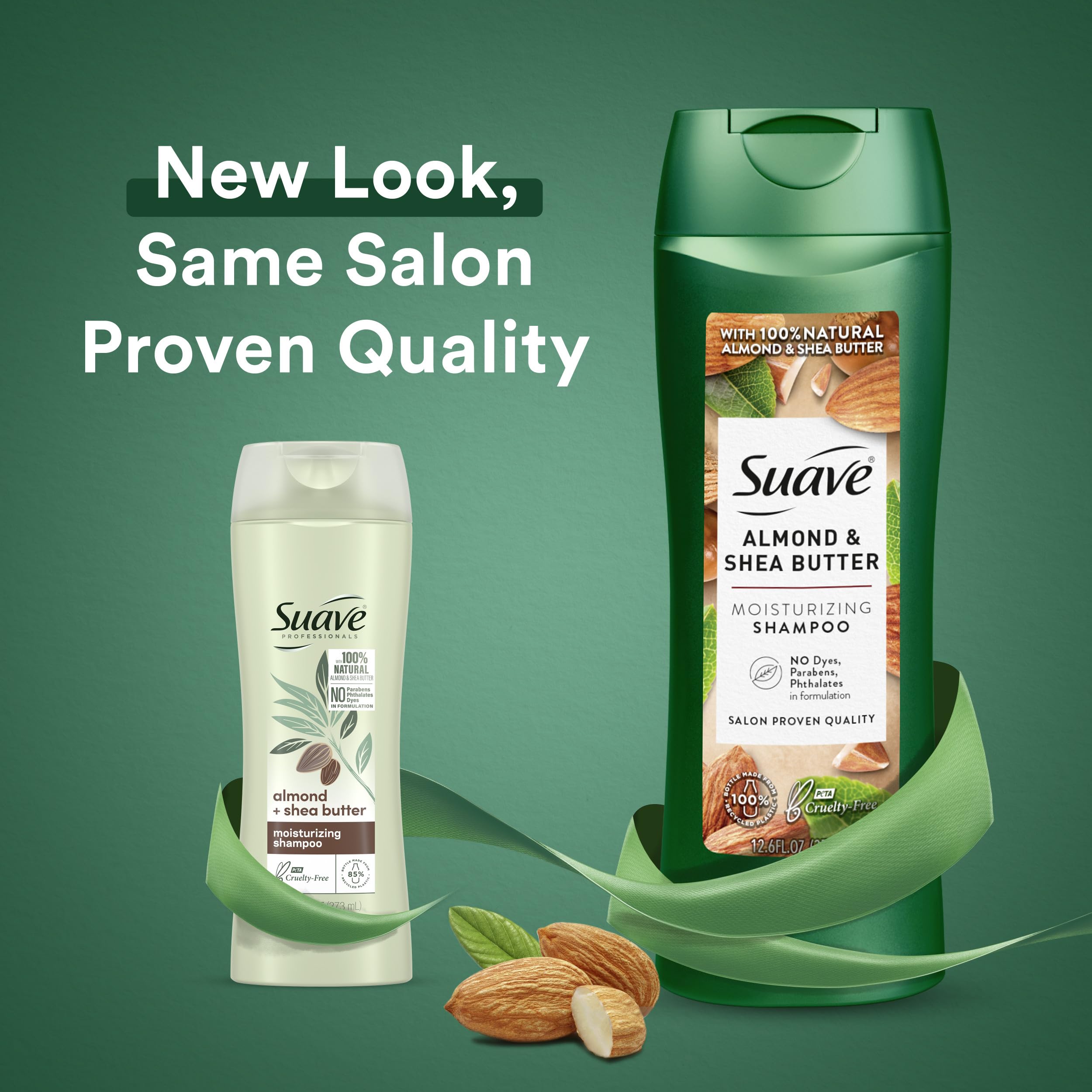 Acondicionador Suave con almendra, botella visible, cabello más suave tras cada uso.