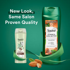 Acondicionador Suave con almendra, botella visible, cabello más suave tras cada uso.