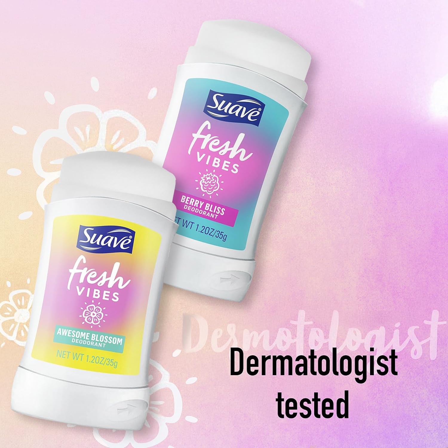 Suave aluminum-free deodorant emphasizes gentle protection for underarms.