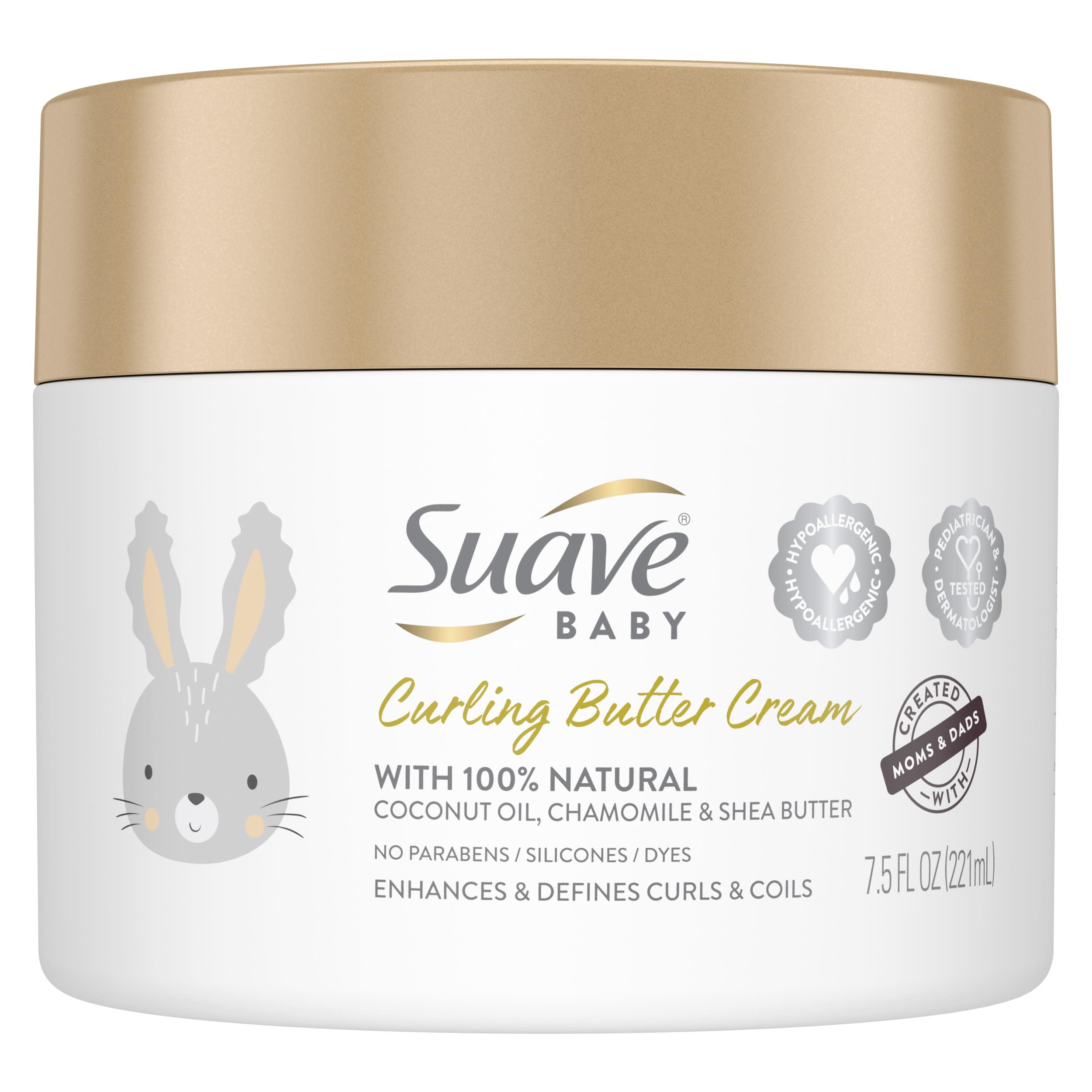 Suave Baby Curling Butter Cream bottle for gentle daily curls and frizz control.