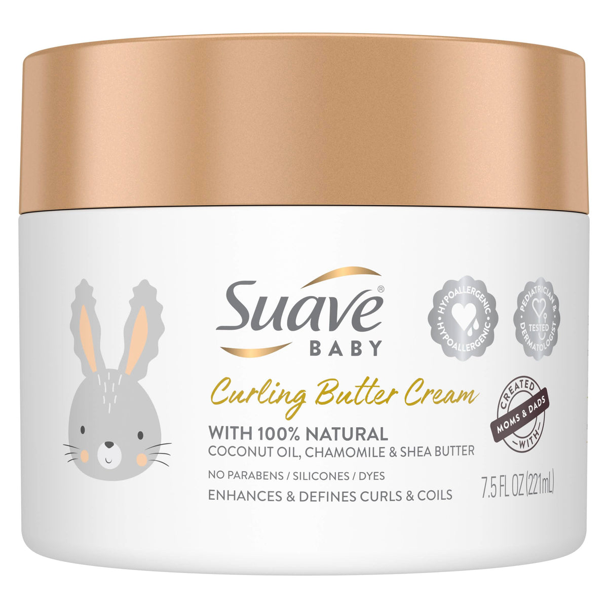 Suave Baby Curling Butter Cream bottle for gentle daily curls and frizz control.
