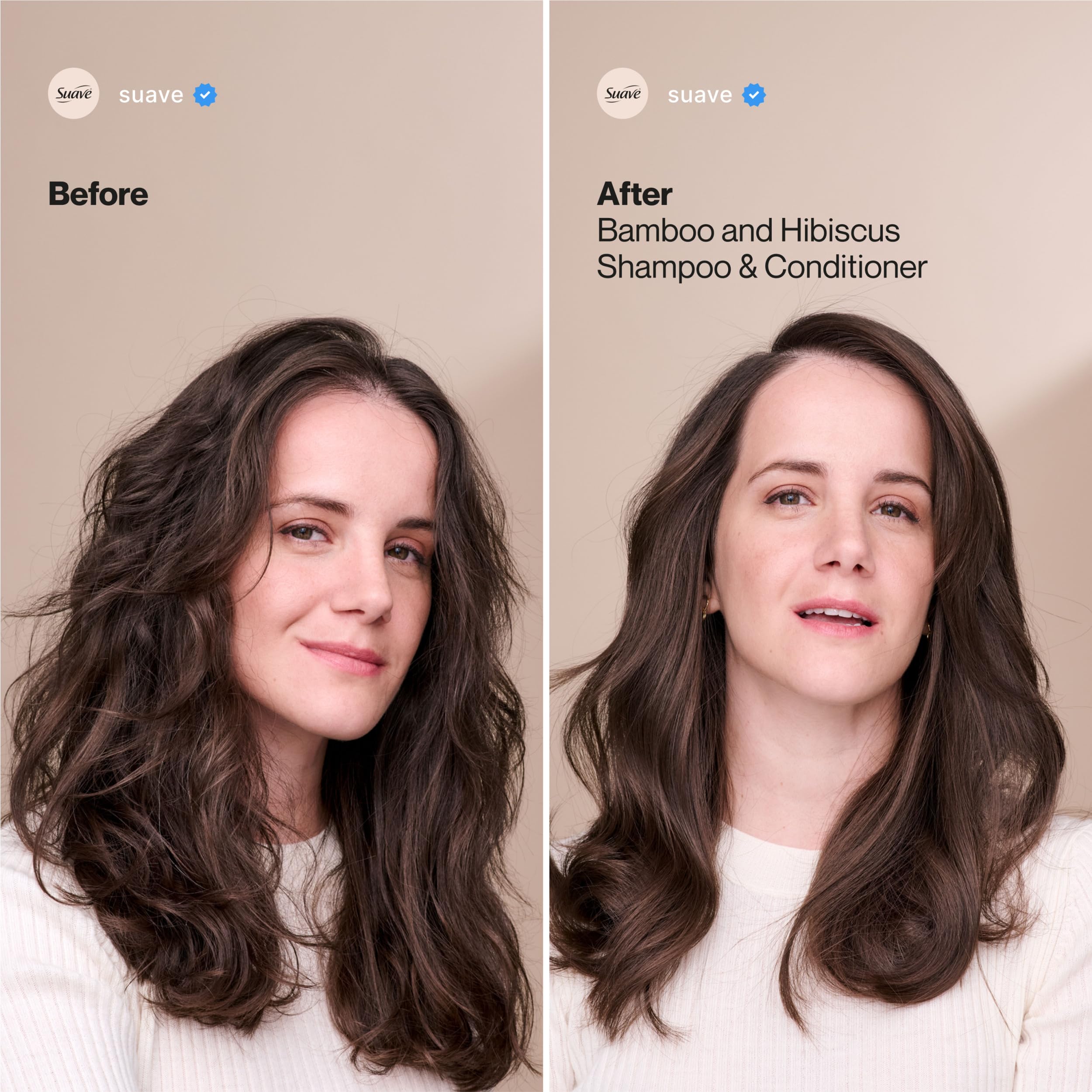 Pelo desenredado con ayuda de Suave Acondicionador Voluminizador.