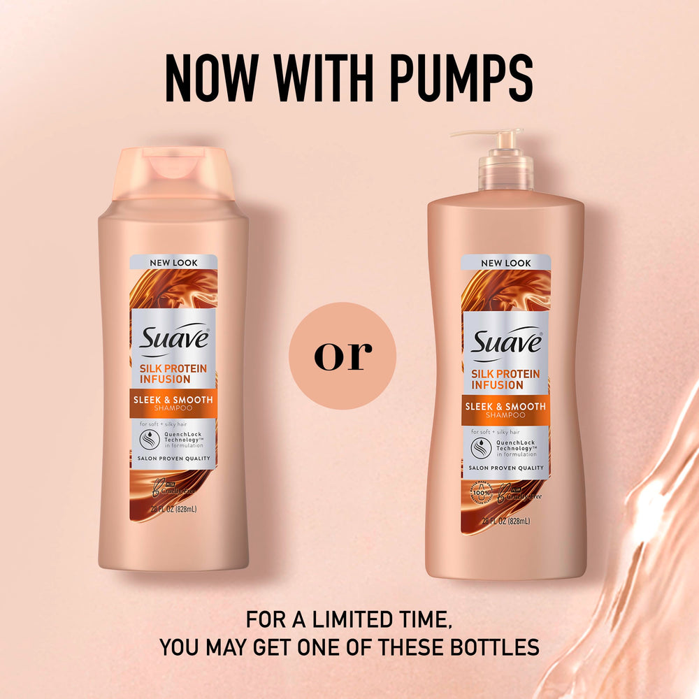 Espuma suave de Suave Champú Infusión de Seda limpia delicadamente el cabello.
