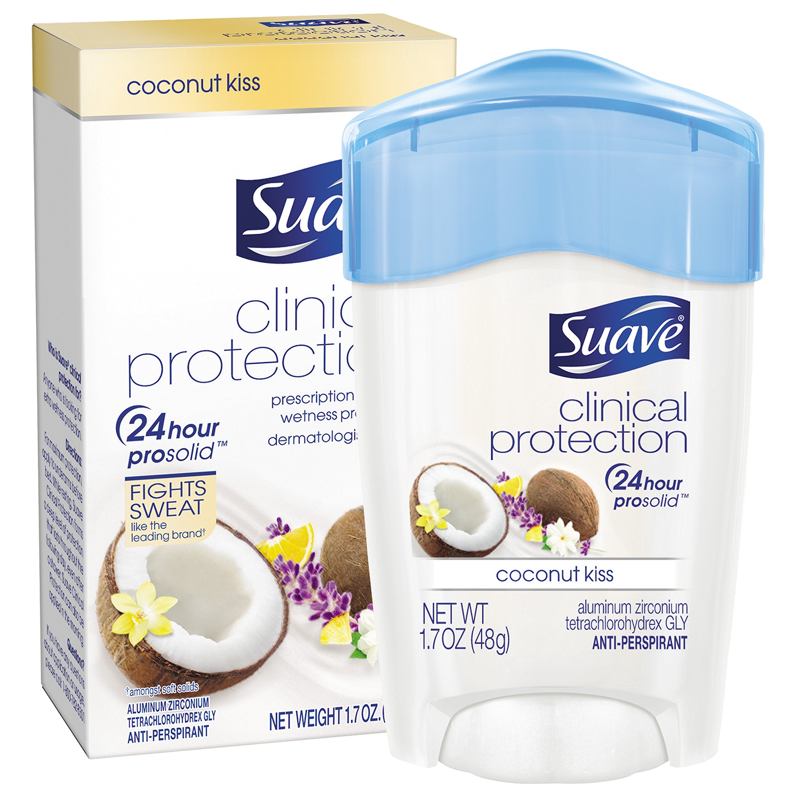 Suave Coconut Kiss scent profile with tropical coconut notes for a lightweight, pleasant aroma.