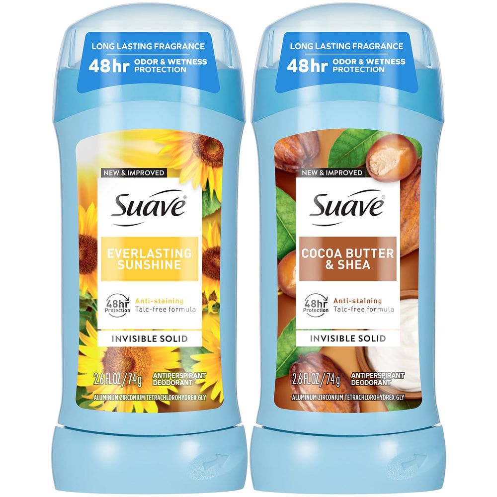 Desodorante Suave para mujer en dúo, empaque 2-pack, protección diaria sin manchas.