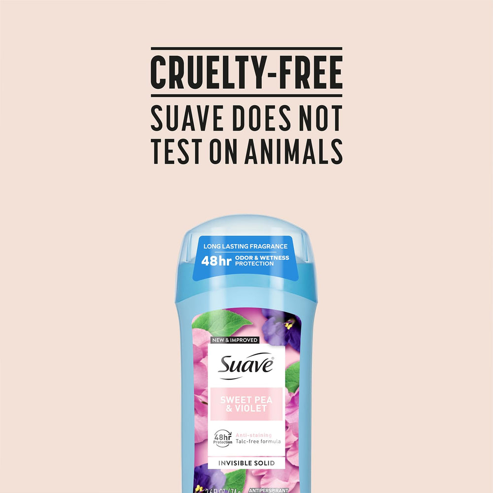 Suave Sweet Pea y Violet libre de crueldad, sin pruebas en animales.