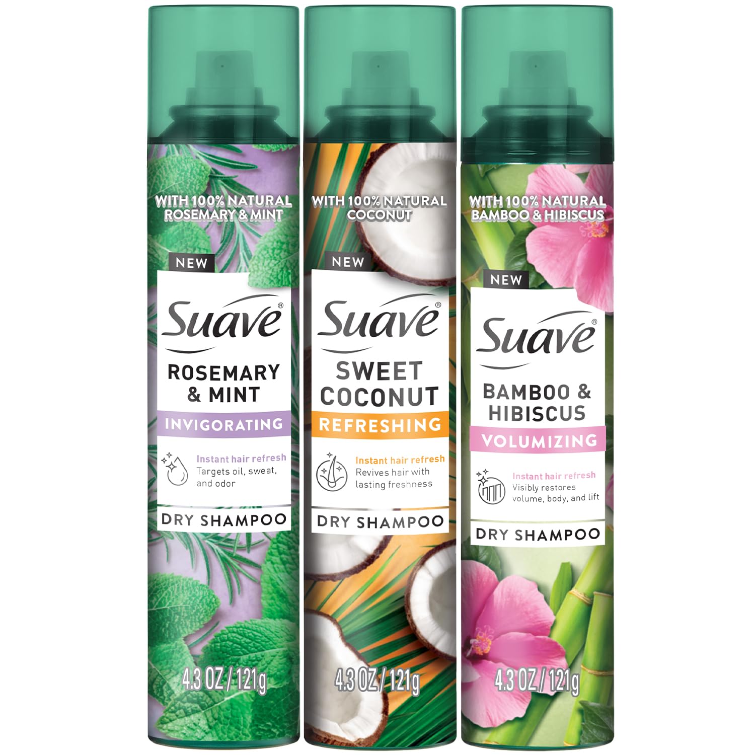Suave shampoo seco romero y menta frasco, refresca entre lavados