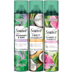 Suave shampoo seco romero y menta frasco, refresca entre lavados