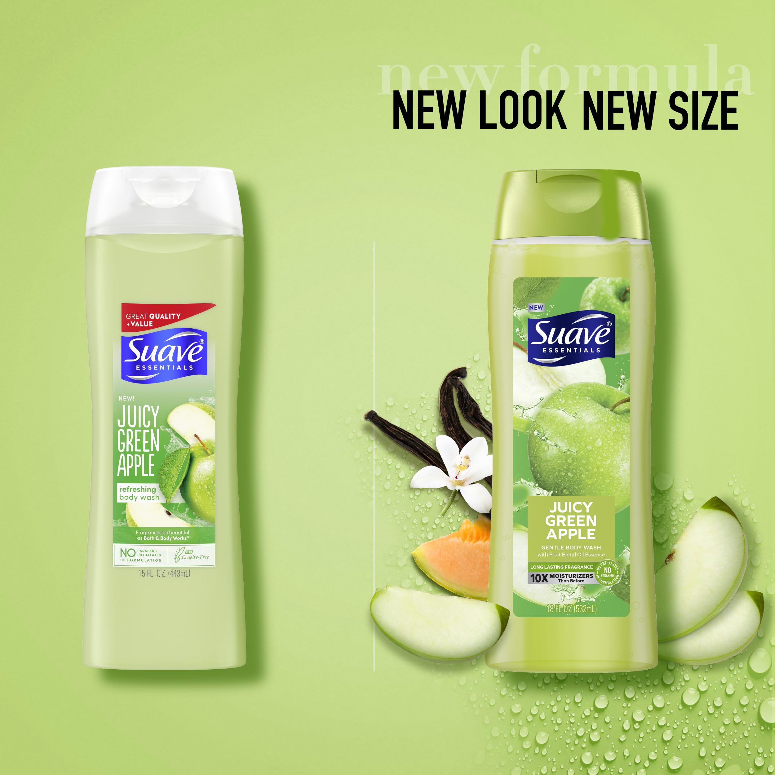 Suave Essentials aroma manzana-vanilla, sensación agradable que perdura.