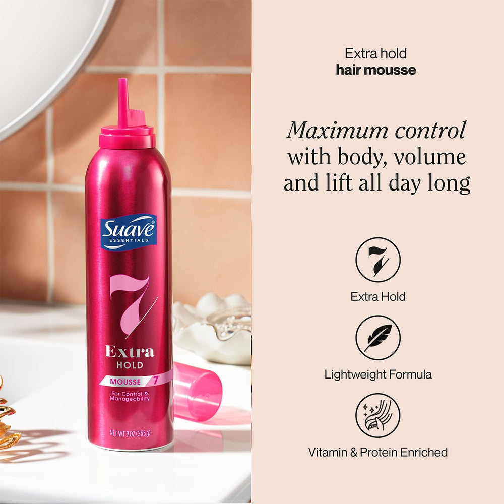 Envase de Suave Extra Hold Mousse en paquete de dos para conveniencia
