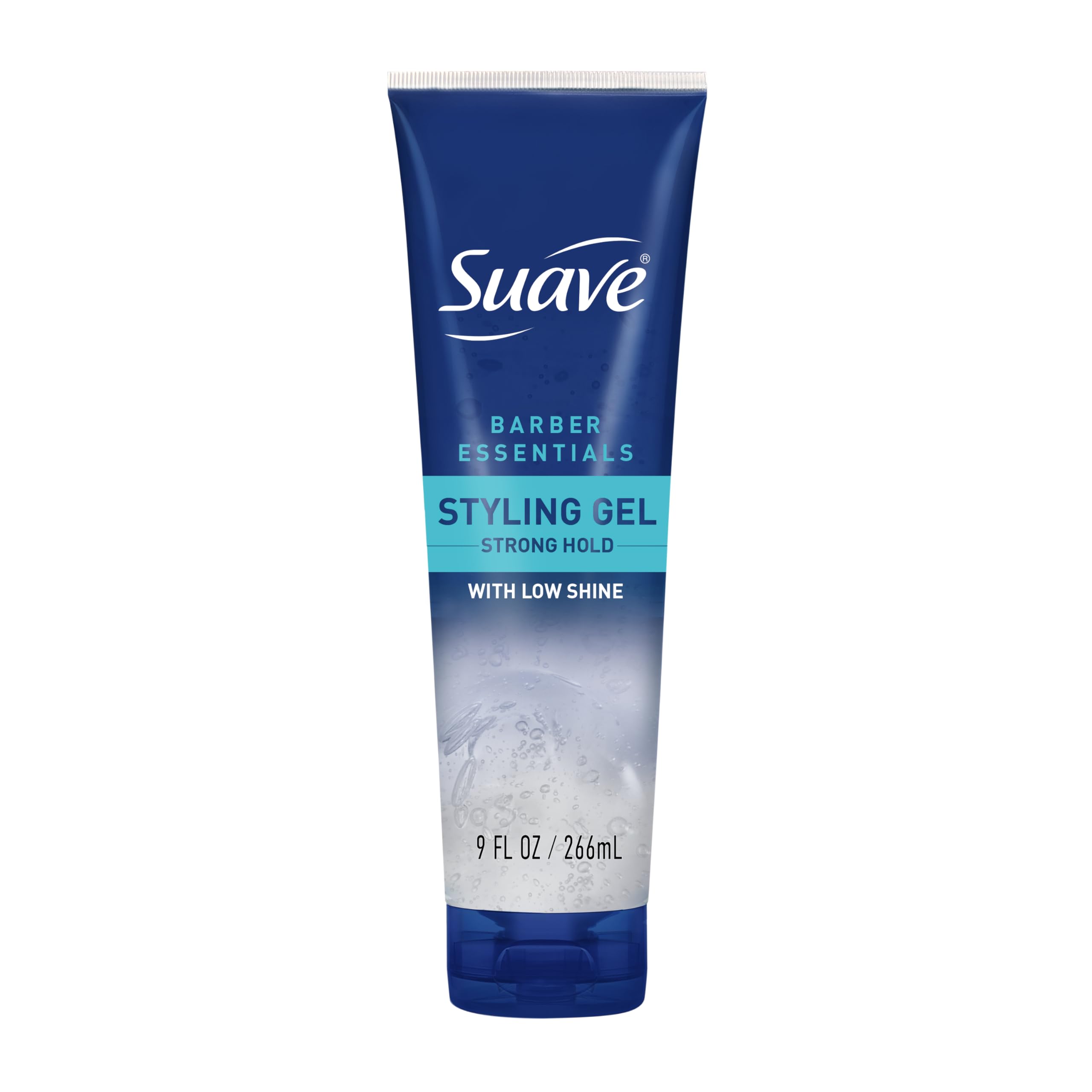Suave Barber Essentials gel shows strong hold for all-day style.