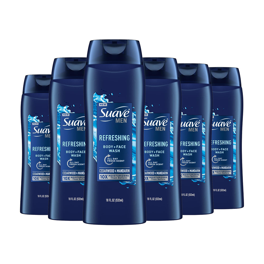 Suave Men: botella de limpieza para rostro y cuerpo, sensación fresca diaria.