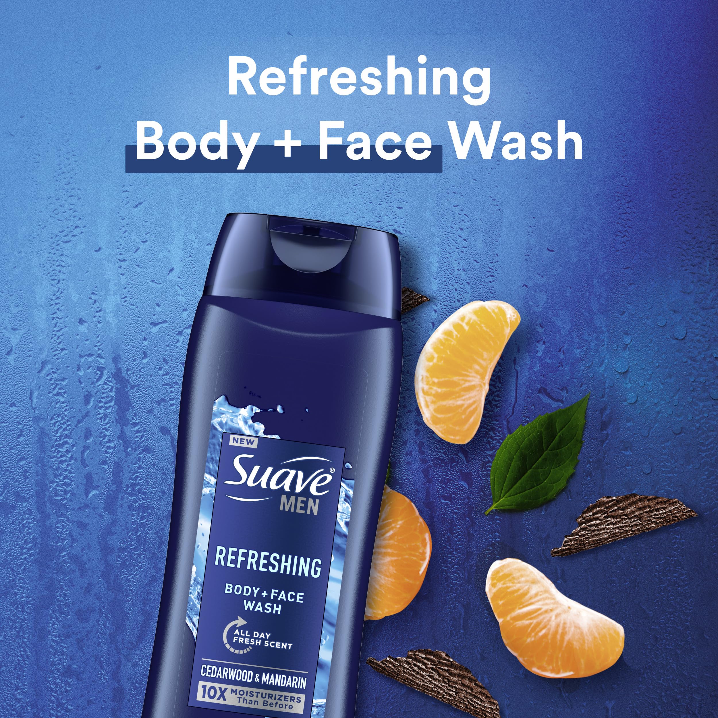 Escena de ducha con Suave Men, ideal para empezar el día con aroma fresco.
