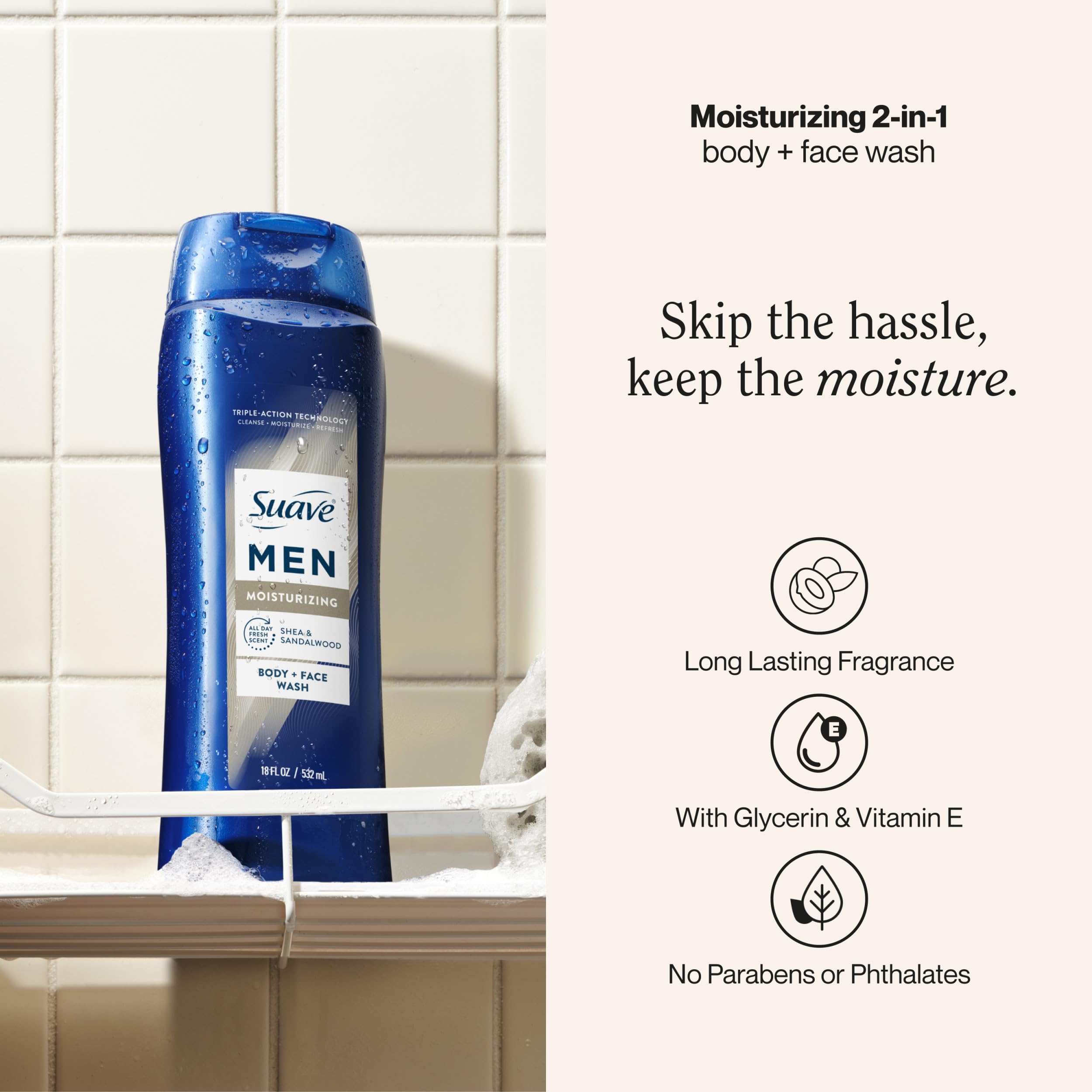 Suave Men tecnología de acción triple para limpieza