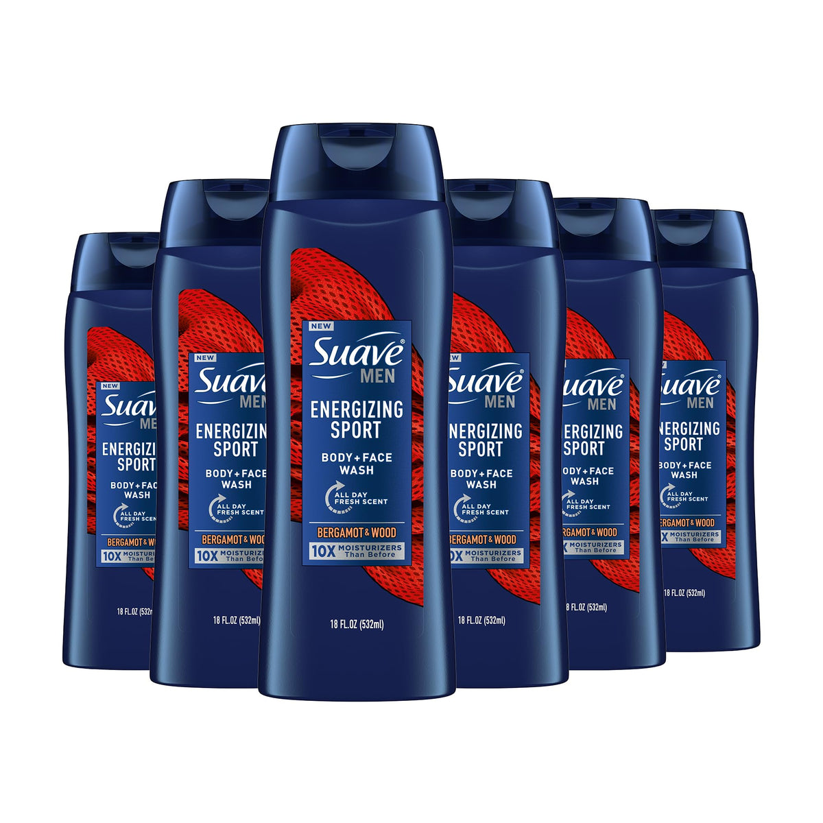 Suave Men Energizing Sport: botella vertida para ducha rápida y refrescante.
