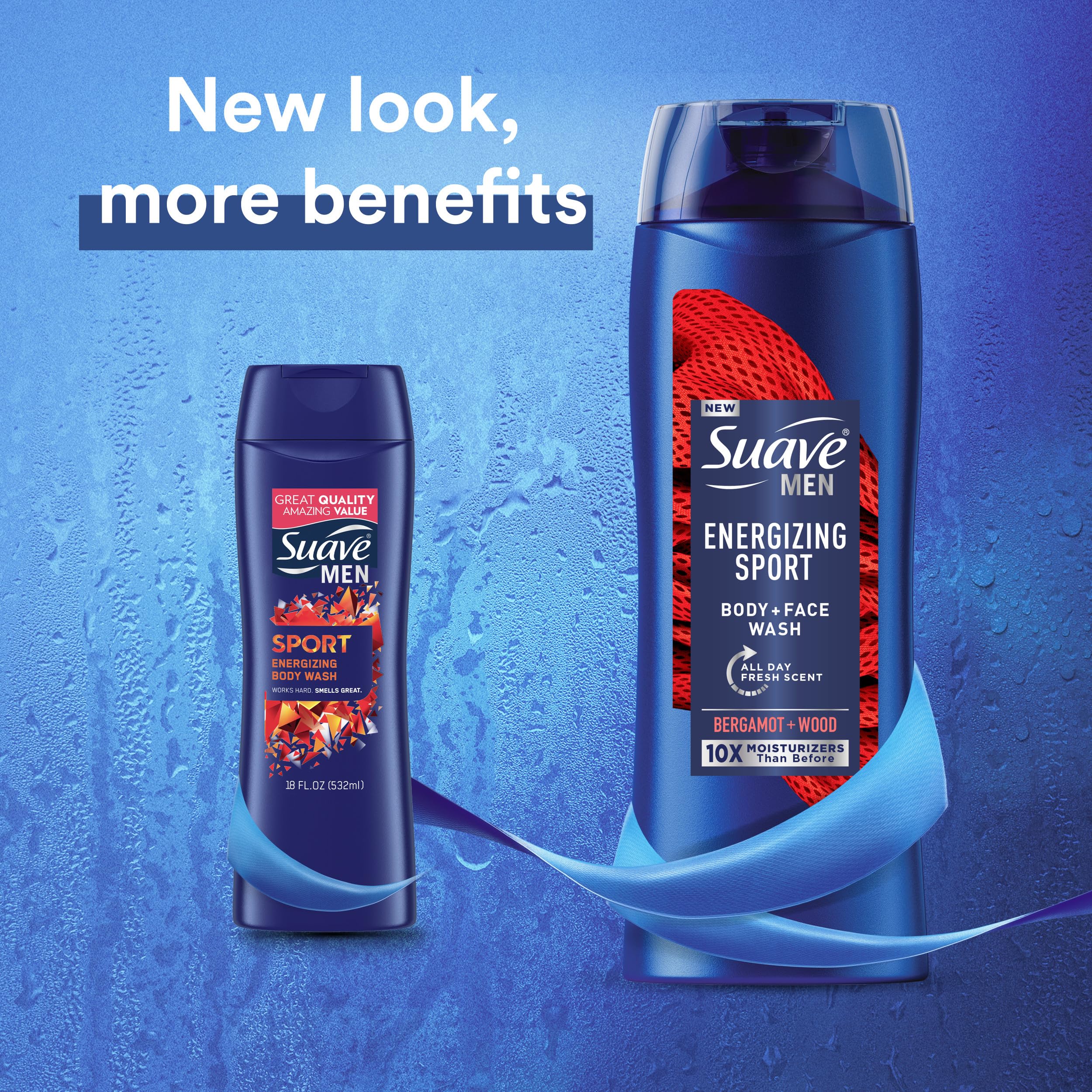 Suave Men Energizing Sport: notas de bergamota y madera para aroma duradero.