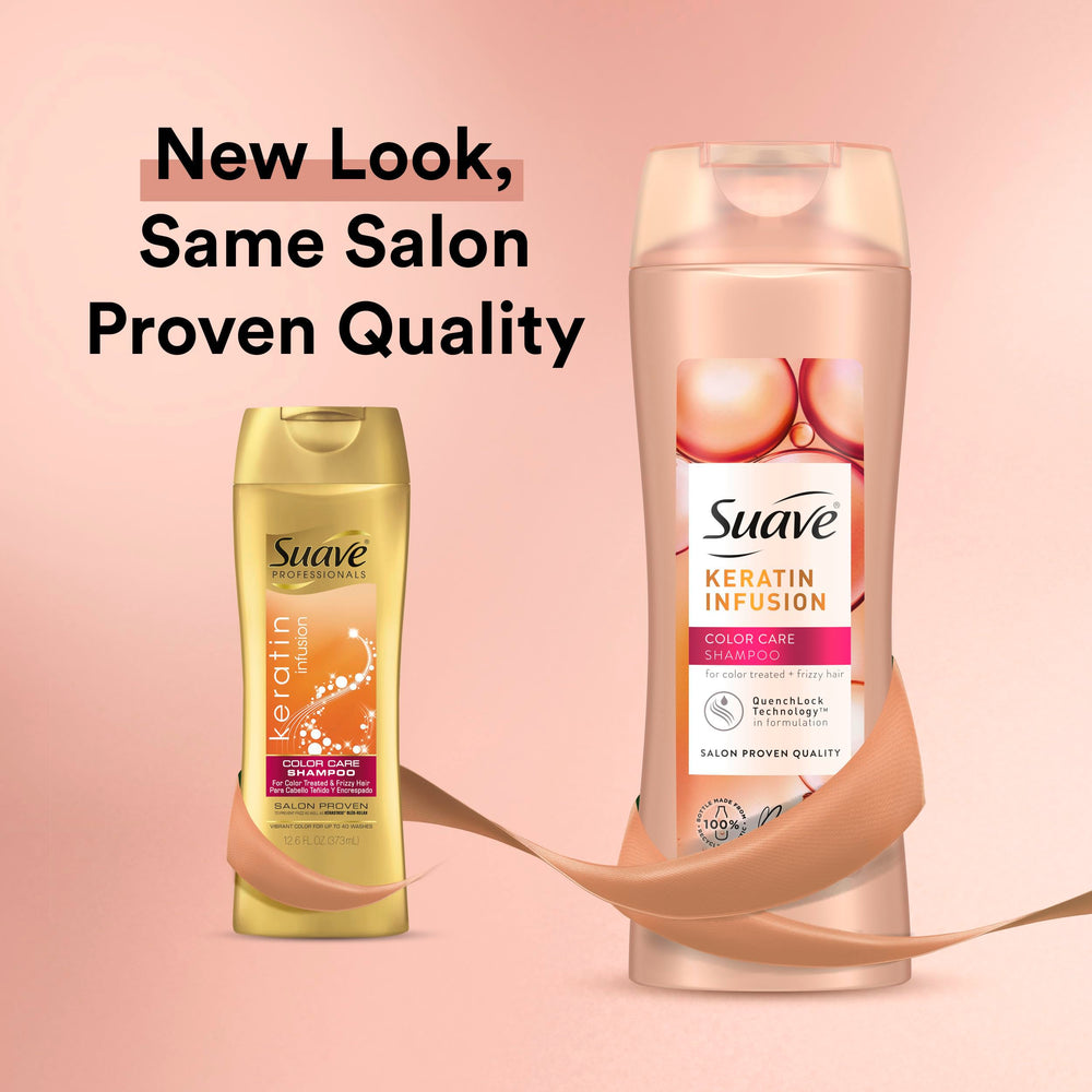 Suave Keratin Infusion acondicionador botella: desenreda y controla el frizz.