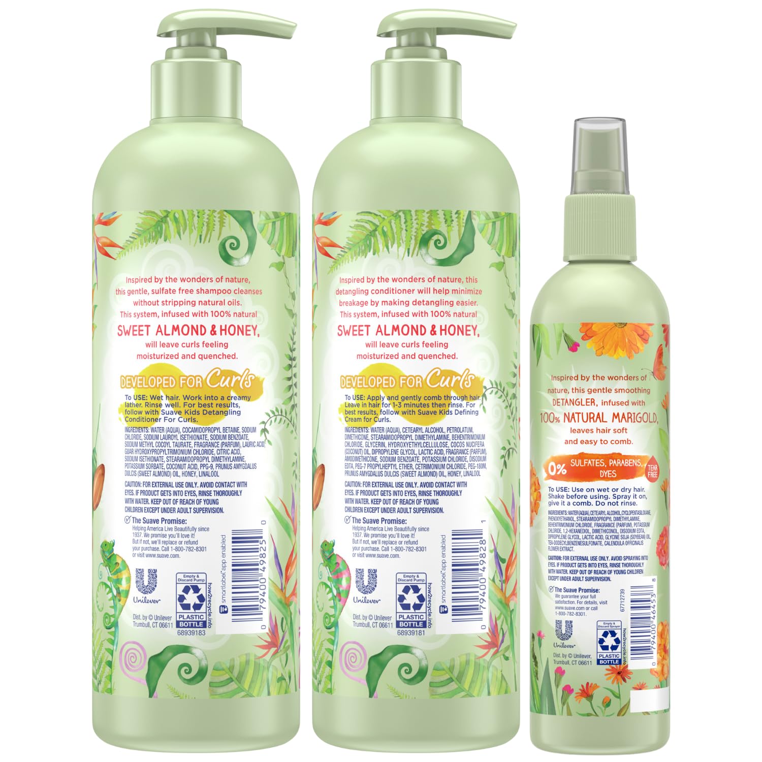 Suave Kids Conditioner bottle for curls with Sweet Almond & Honey defines curls.