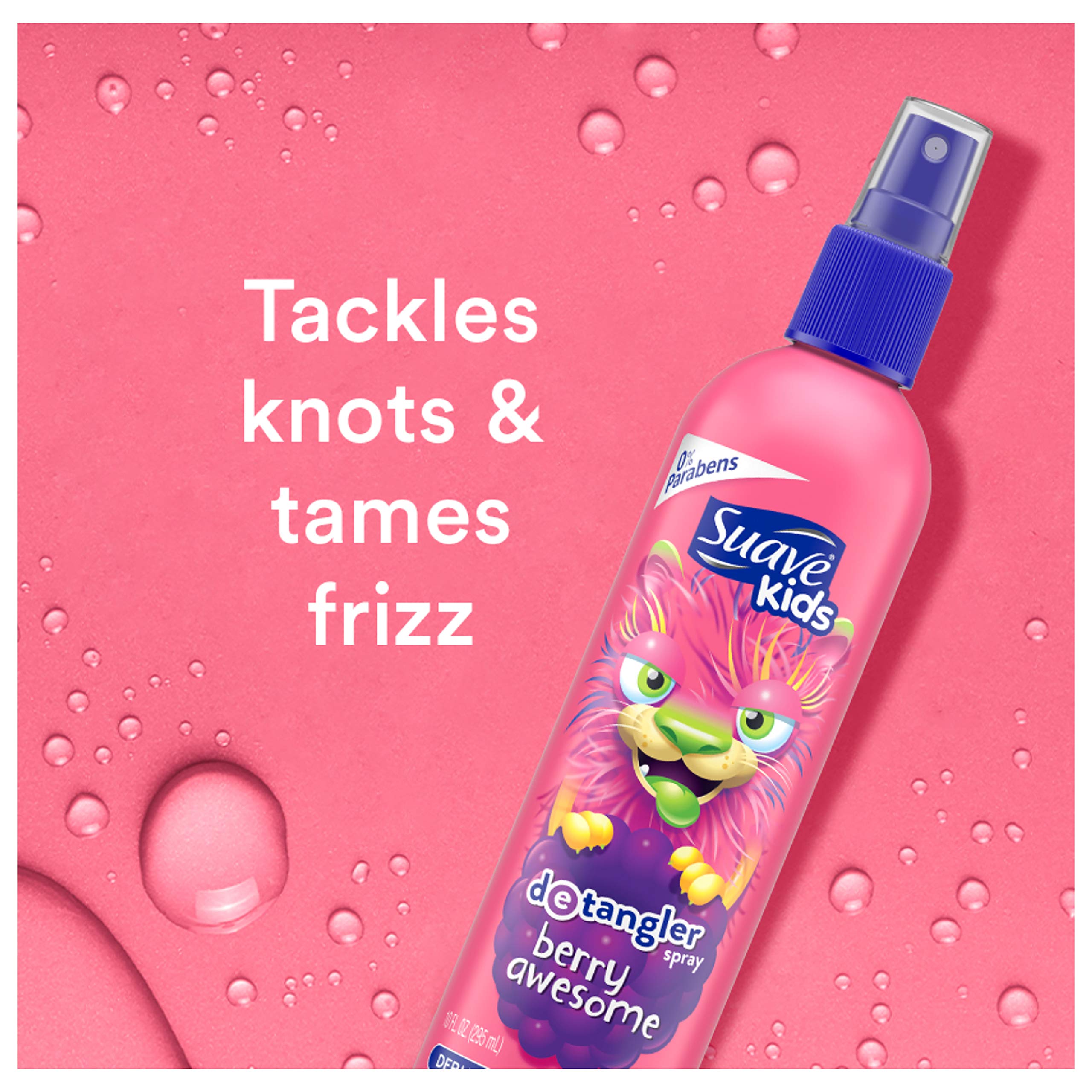 Suave Kids Detangler Spray on dry hair for quick touch ups.