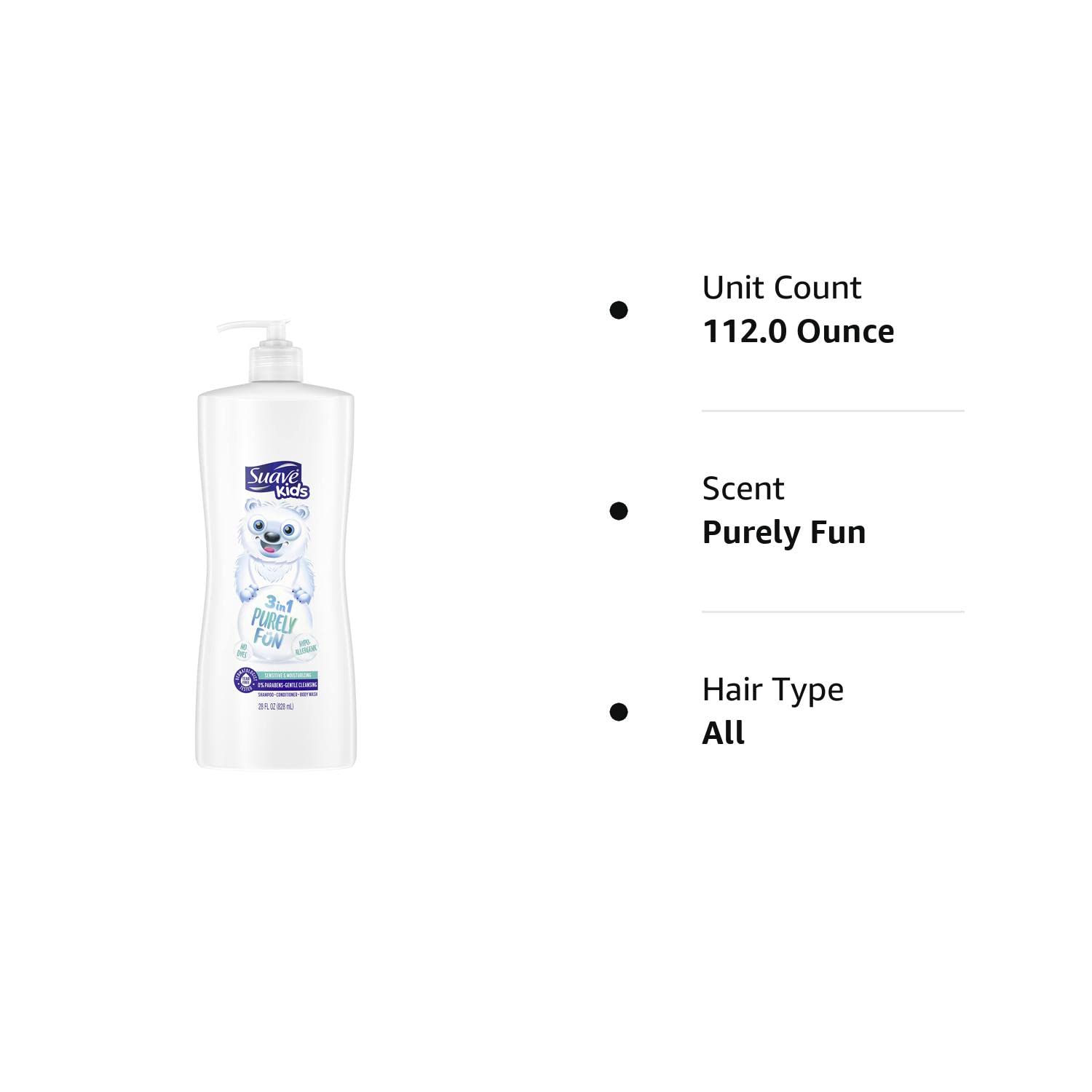 Suave Kids Purely Fun 3-in-1 bath time moments, quick routine