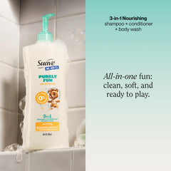 Suave Kids Purely Fun 3-in-1 bottle back highlights formula and benefits