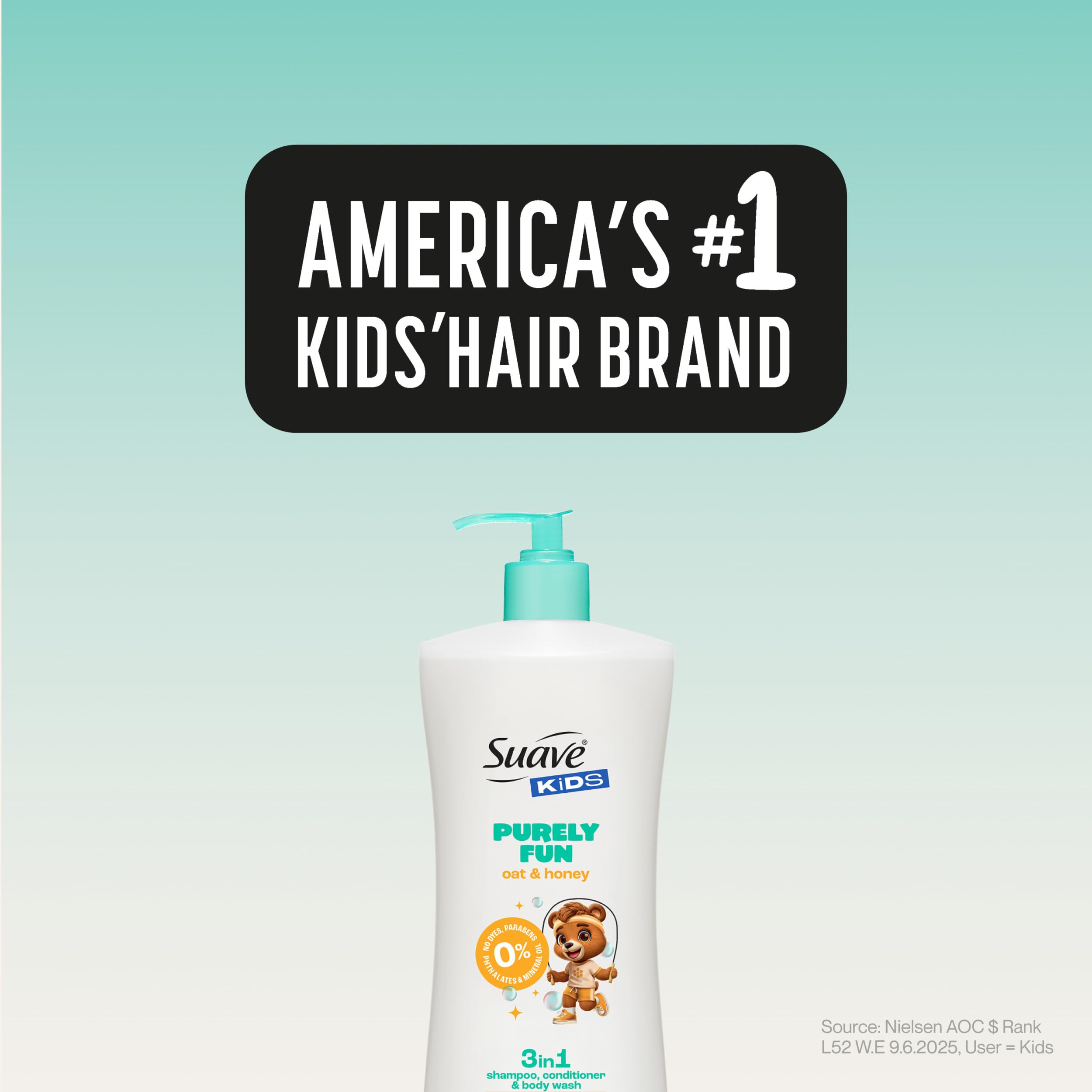 Dermatologist-tested seal on Suave Kids Purely Fun 3-in-1 product