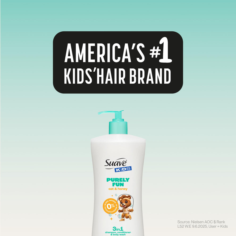 Dermatologist-tested seal on Suave Kids Purely Fun 3-in-1 product