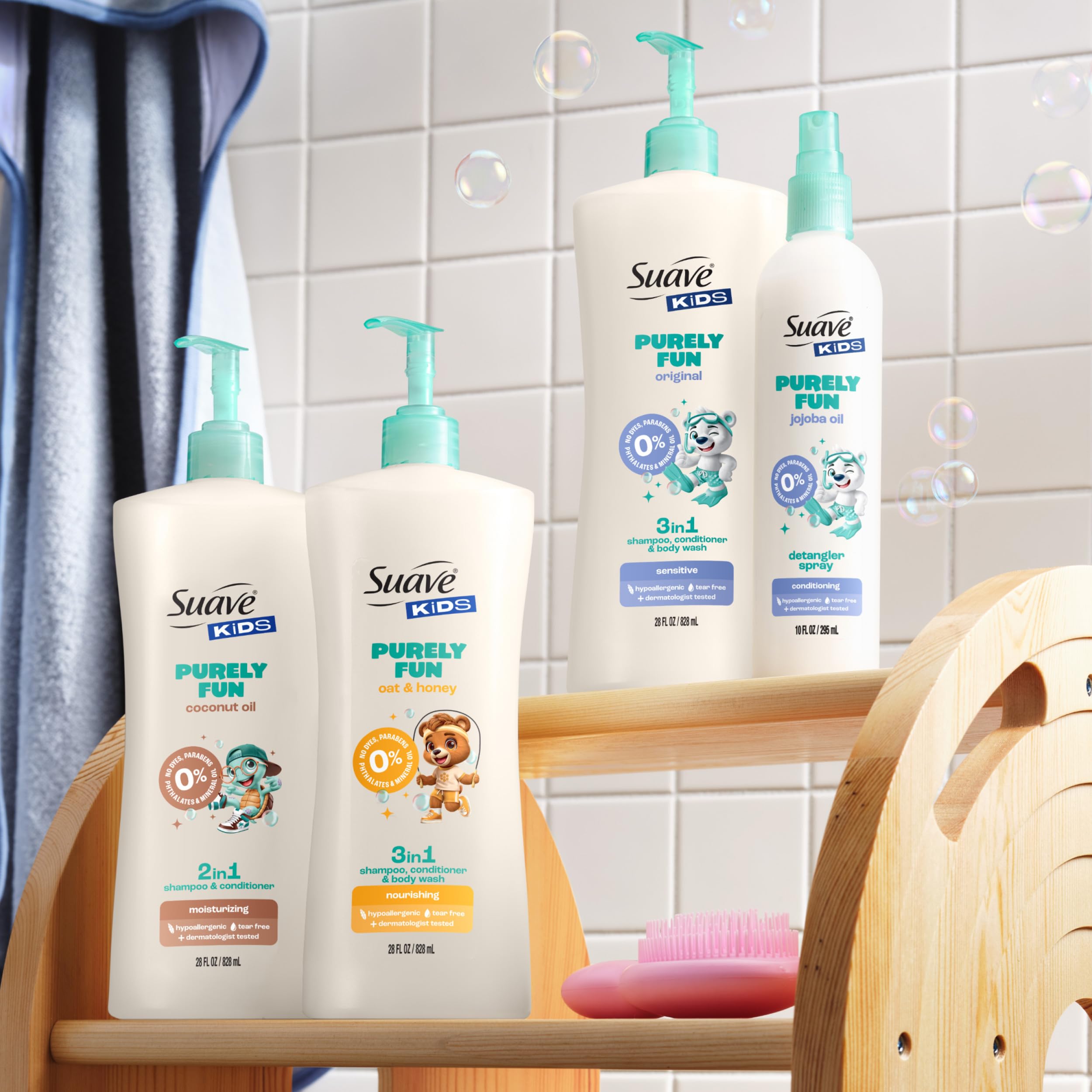 Mild fragrance notes of oat honey in Suave Kids Purely Fun 3-in-1