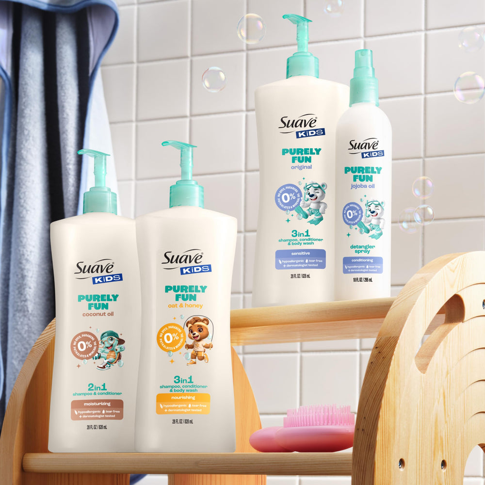 Mild fragrance notes of oat honey in Suave Kids Purely Fun 3-in-1