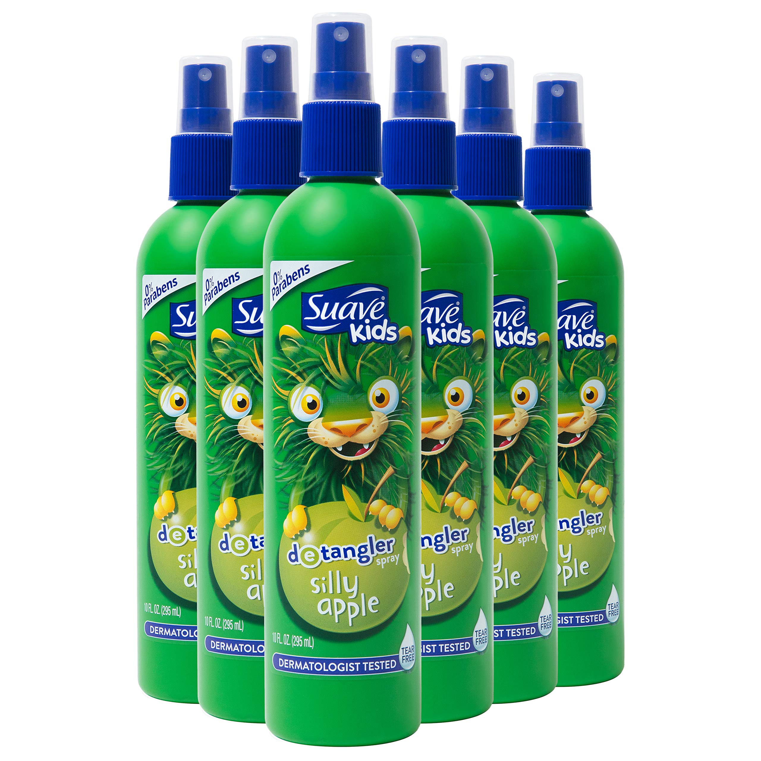Suave Kids Silly Apple Detangler bottle eases tangles for fast styling.