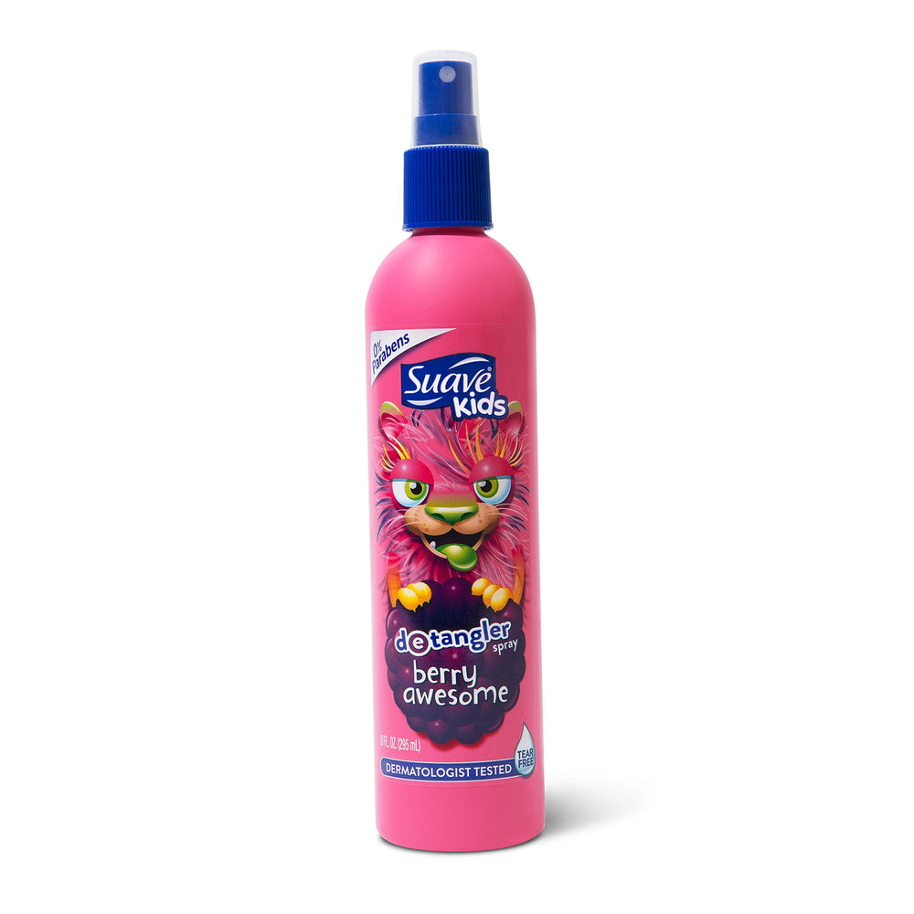 Suave Kids Swirlberry Detangler Bottle eases tangles for easy brushing.