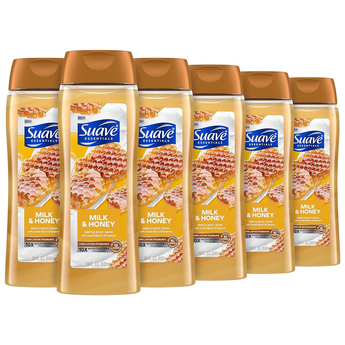 Suave Leche y Miel Bano: vertido de la botella para una limpieza suave
