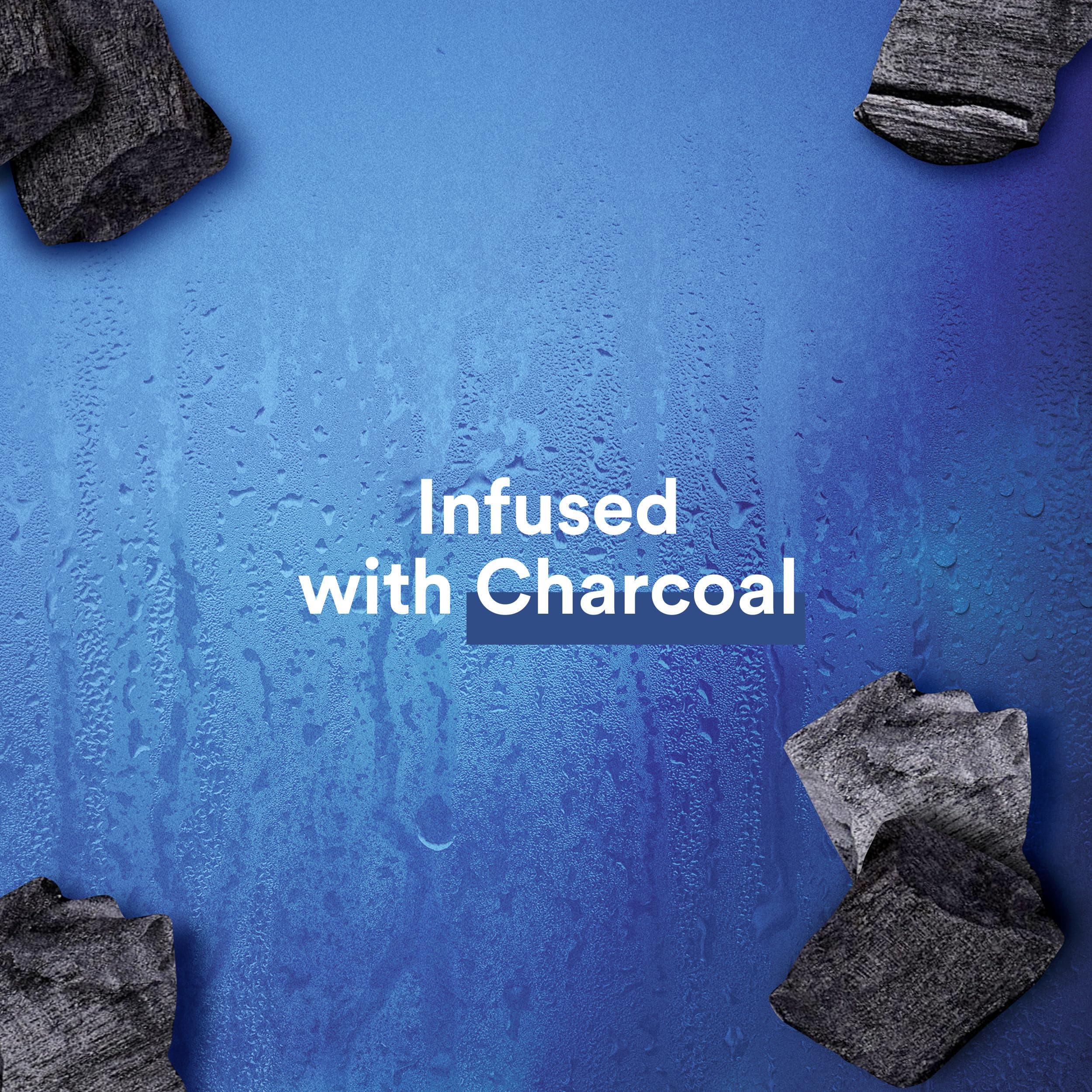 Suave Men Charcoal foam lather demonstrates rich cleansing for hair and skin.