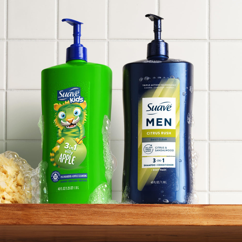 Suave Men Citrus Rush 40oz pump bottle for everyday family use.