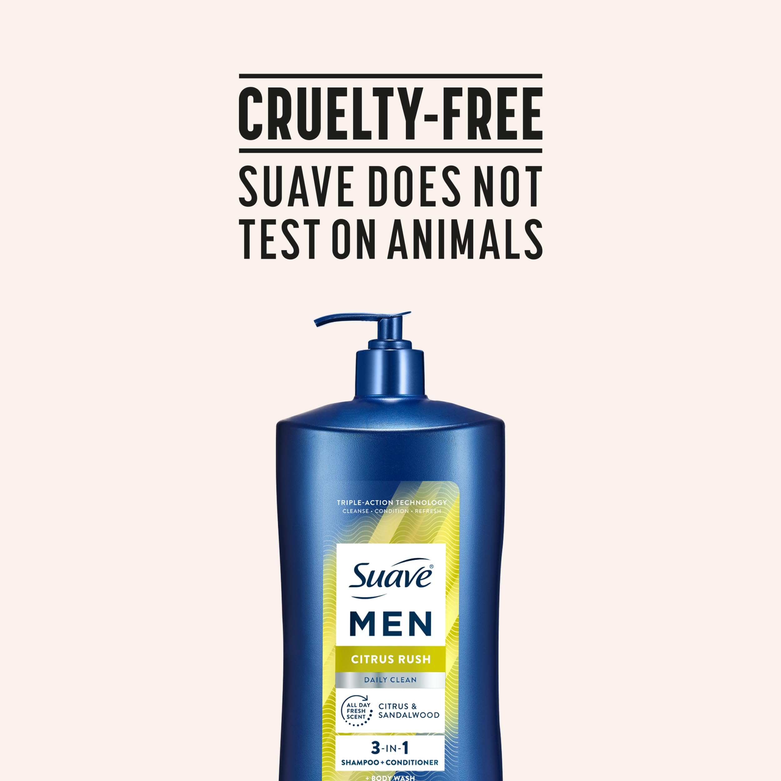 Suave Men Citrus Rush masculine packaging showing value and easy handling.