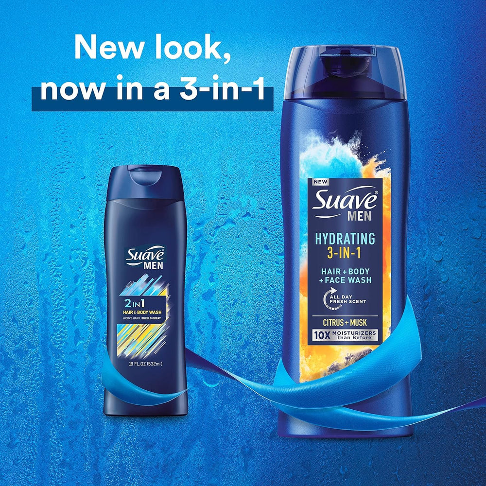 Suave Men 3-in-1 face wash provides refreshing daily cleansing.