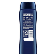 Suave Men 3-in-1 foamy lather with rich bubbles for smooth skin.