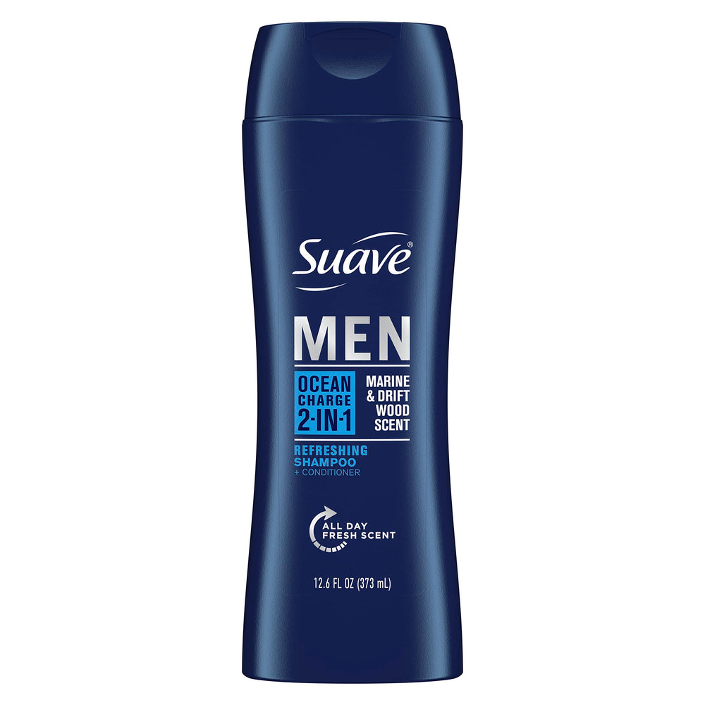 Imagen de la botella de Suave Men Ocean Charge 2 en 1 para cabello limpio y suave