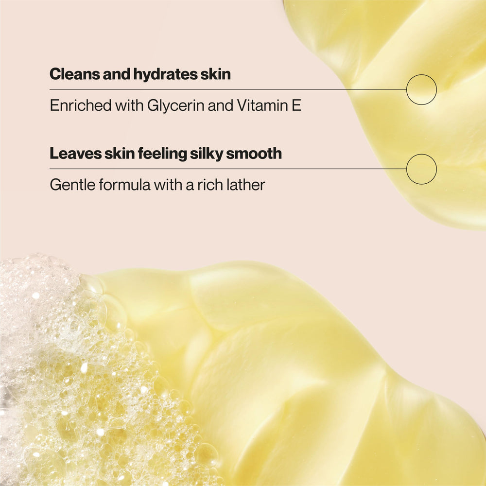 Suave Milk & Honey bottle with vanilla-honey-sandalwood scent for spa-like shower