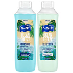 Suave Ocean Breeze champú botella: hidratación suave para cabello limpio y manejable.