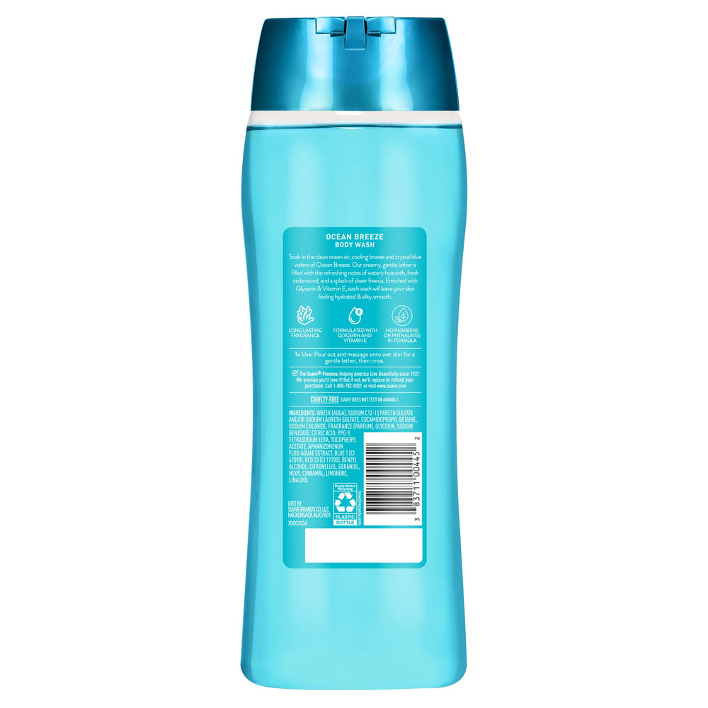Suave Ocean Breeze family size bottle communicates value for daily use.
