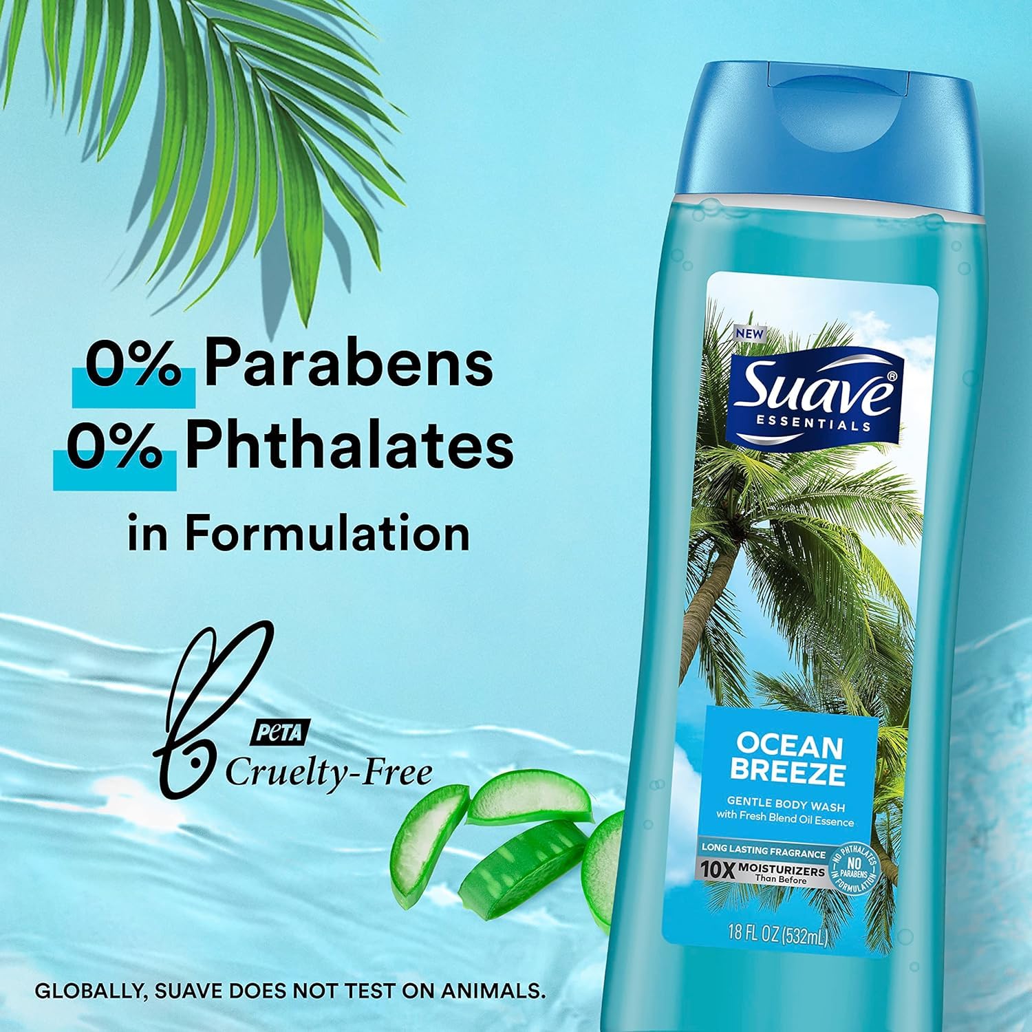 Suave Ocean Breeze fragrance notes evoke ocean air and floral hints.