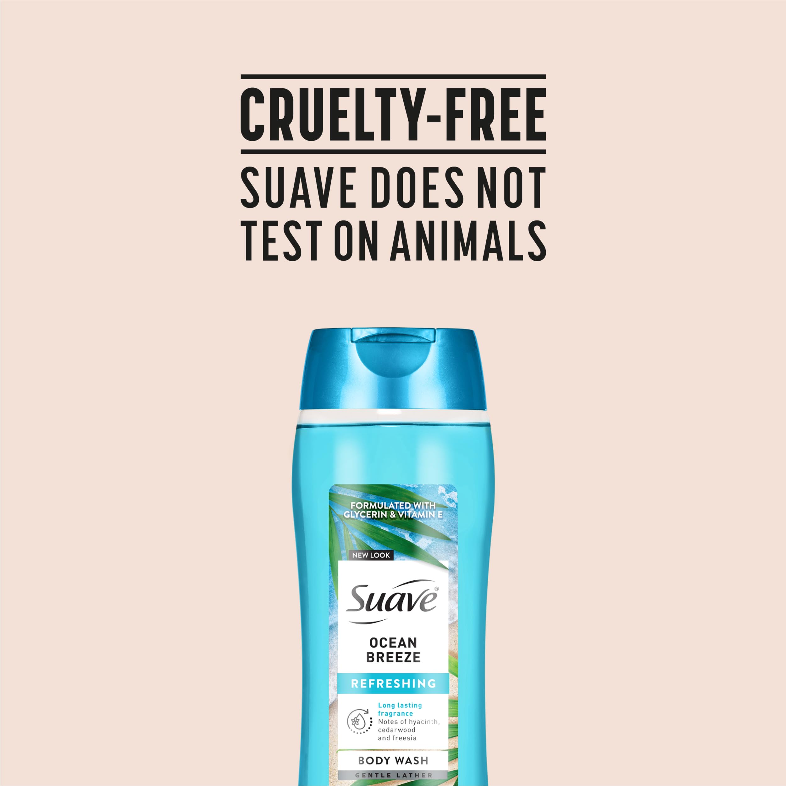 Suave Ocean Breeze after-use soft skin appearance shown.