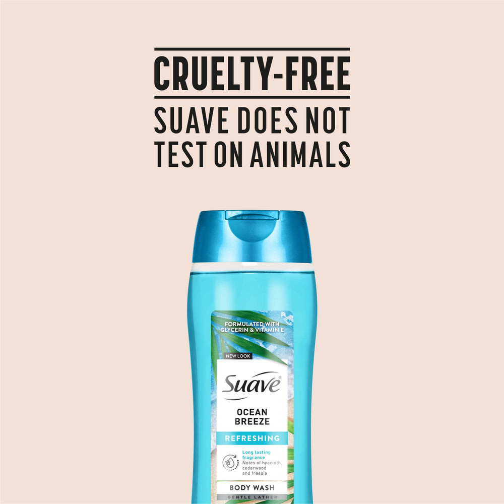 Suave Ocean Breeze after-use soft skin appearance shown.