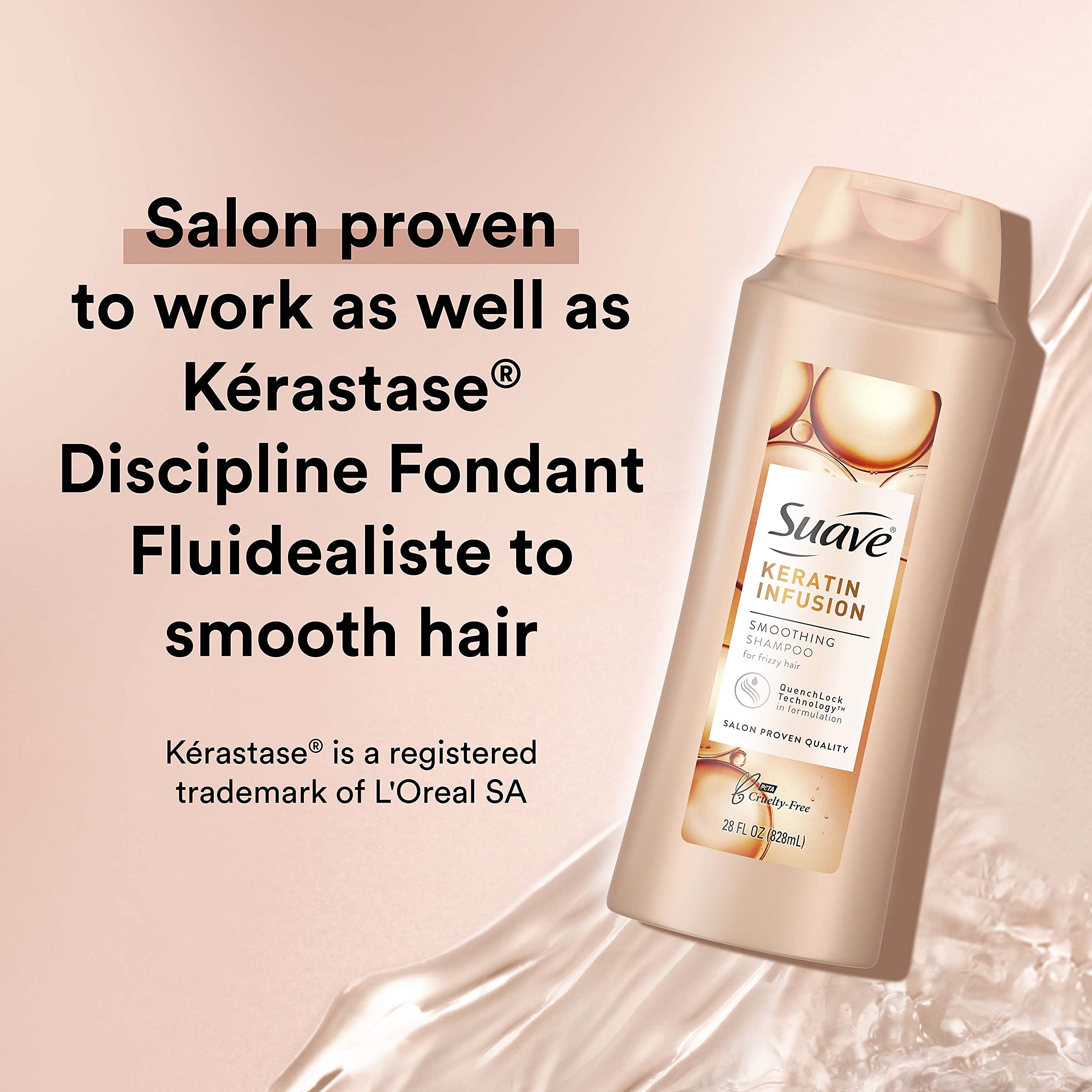 Champú Infusión de Keratina de Suave Profesionales, cabello liso-brillante: resultados manejables para peinados fáciles.