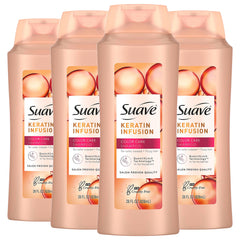 Suave Professionals Keratina Infusión, botella visible, protege el color.