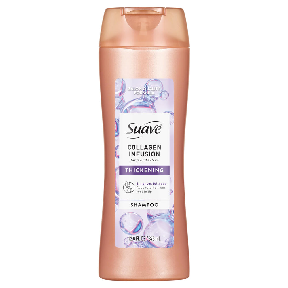 Suave Professionals Collagen Infusion Shampoo, botella destacada para volumen desde la raíz.