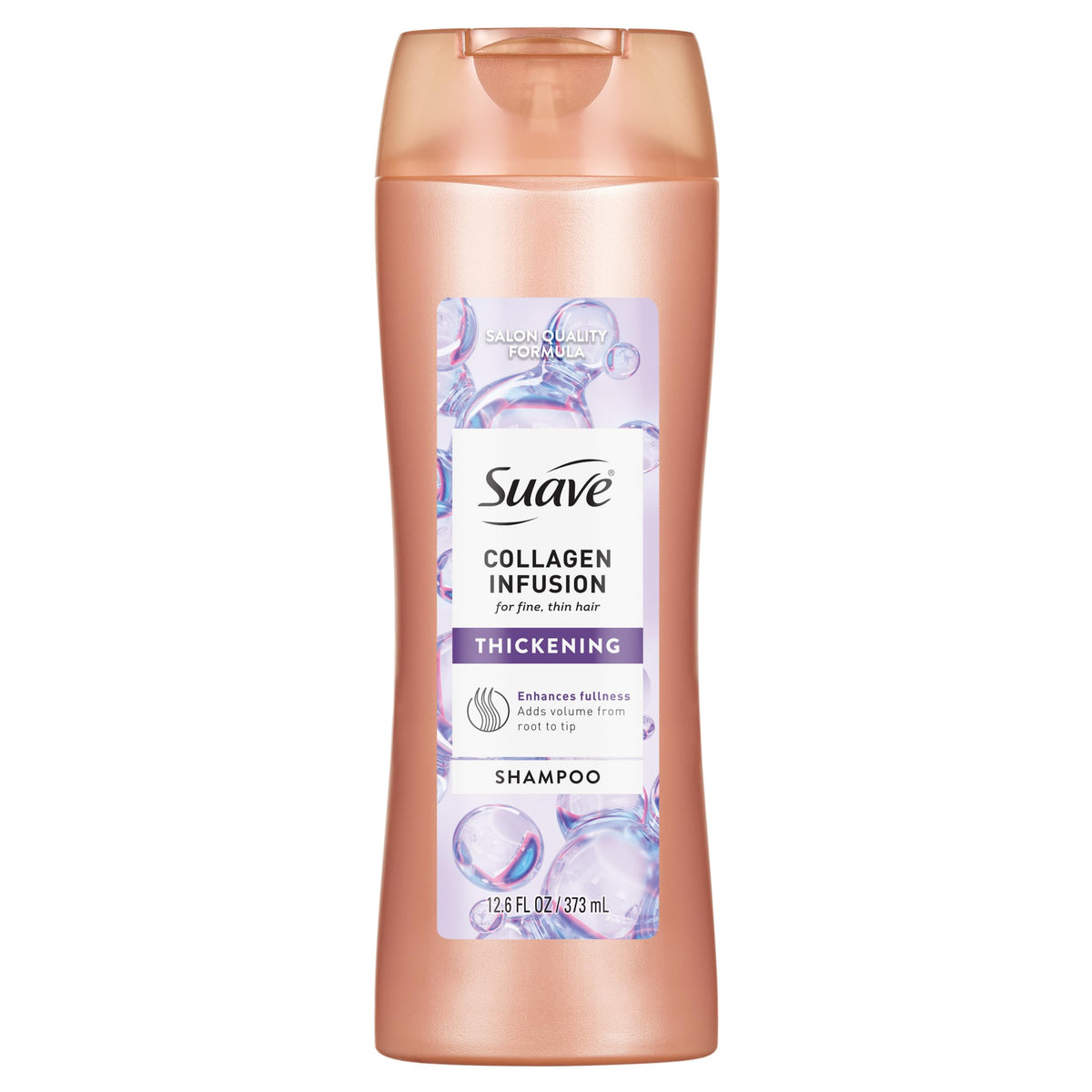 Suave Professionals Collagen Infusion Shampoo, botella destacada para volumen desde la raíz.